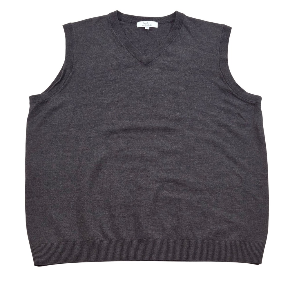Turnbury Extra Fine Merino‎ Wool V Neck Sleeveless Sweater Vest 2XT Brown